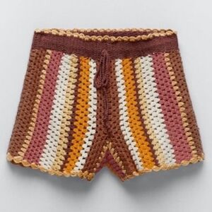 Zara Multicolor Crochet High Waist Shorts